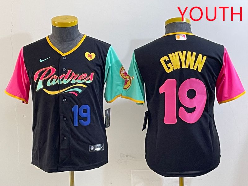 Youth San Diego Padres #19 Gwynn Black City Edition Game 2025 Nike MLB Jersey style 12